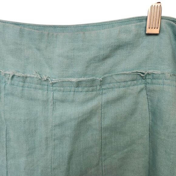 Twenty-One 100% Linen Aqua Blue Pleated Skirt SZ LG - Picture 3 of 10